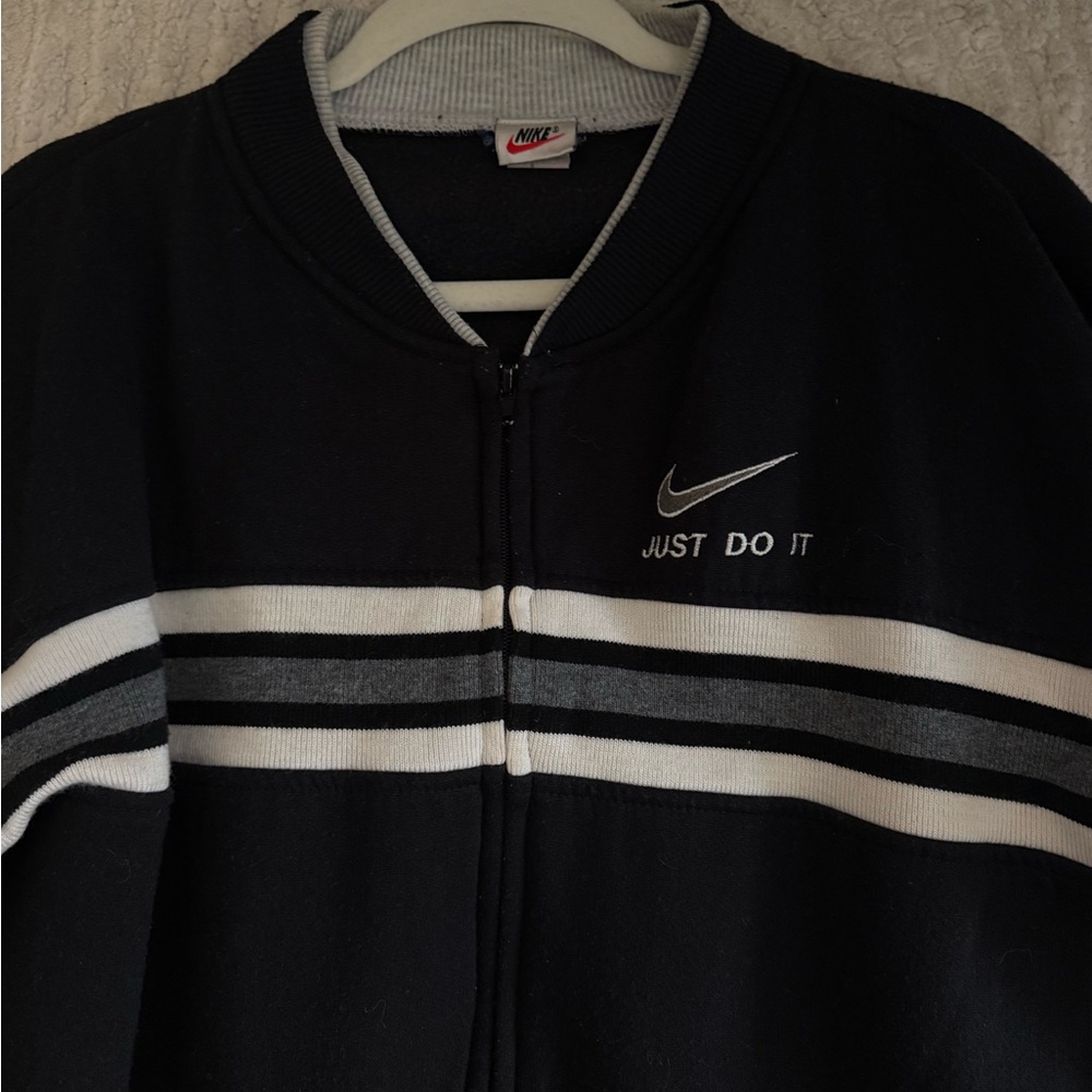 Vintage Nike Black and Gray Zip-Up Jacket XL